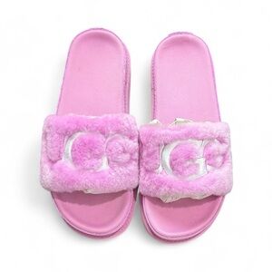 UGG Laton Fur Platform Slides 
Color Pink /White Women's Size 9
NWOB
